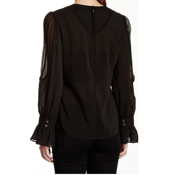 Stella & Jamie Silk Contrast & Puff Sleeve Blouse - Picture 8 of 8